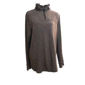 Banana Republic gray pullover with 3/4 zipper and quilted shoulder accent